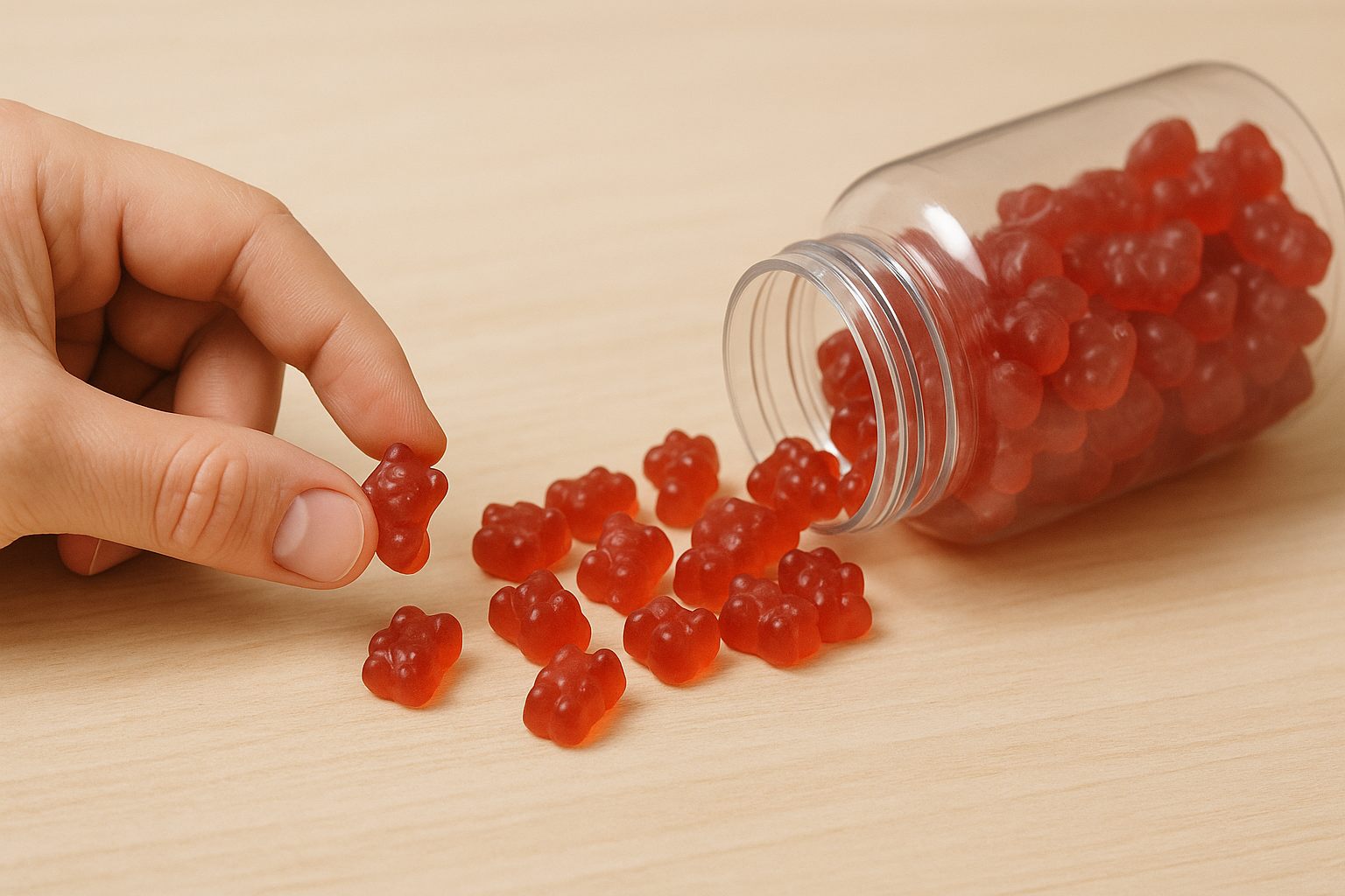 Kreatin-Gummies in einer Schale