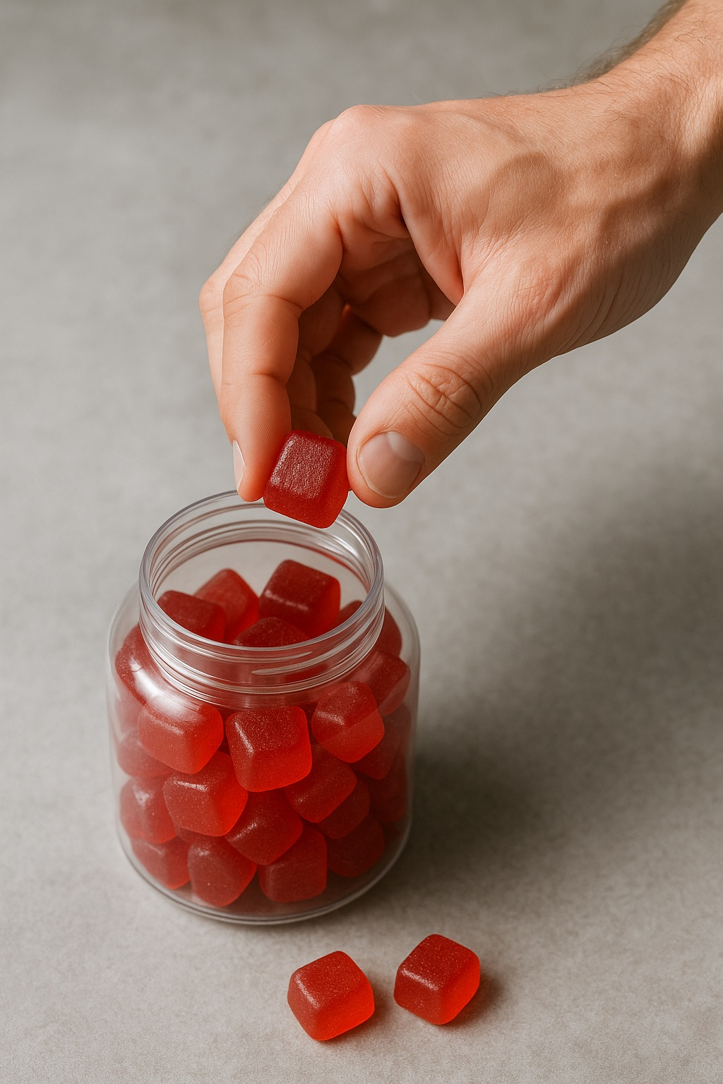 Person hält Kreatin-Gummies